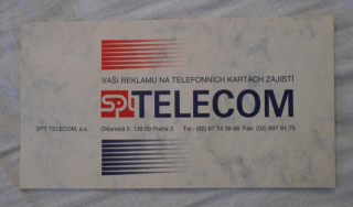 Reklamní karta SPT Telecom - nabídka reklamy na telefonních kartách