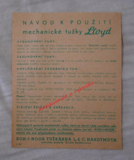 Návod k použití Mechanická tužka Lloyd - Koh-I-Noor České Budějovice - 1946-50