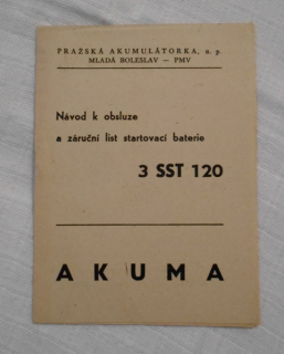 Návod k obsluze a záruční list startovací baterie Akuma 3 SST 120 - 1962