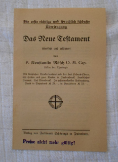 Reklamní leták Ferdinand Schőningh Paderborn - Das Neue Testament - 20. léta 20. st.