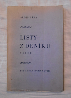 Alois Rára - Listy z deníku - Studénka 1938 - s podpisem autora