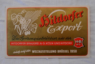 Pivní etiketa Hitdorfer Export Kőln und Hitdorf - Německo