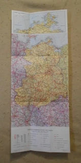 Mapa Německá demokratická republika - skládaná - 1971