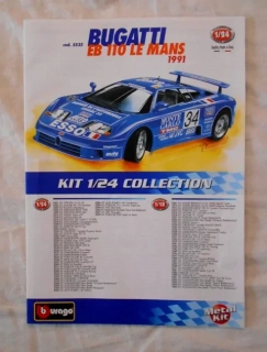 Příbalový leták Bburago s návodem pro stavbu Bugatti EB 110 Le Mans - cod. 5535