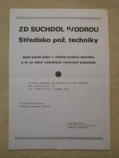 Leták Středisko požární techniky ZD Suchdol nad Odrou - reklamní leták