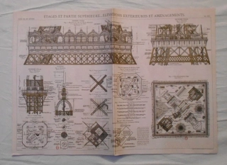 Replika Plány věže Gustava Eiffela 1889 výběr listů - časopis Živá historie - SOUČASNÁ REPLIKA