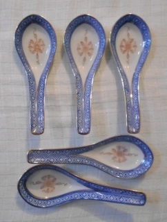 Rýžový porcelán zdobené lžíce sada 5 kusů