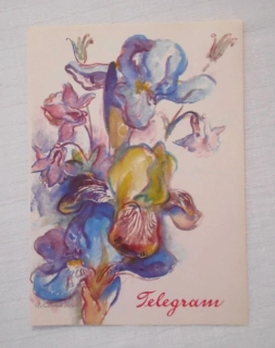 Telegram - Alena Čermáková ilustrovaný doručovací formulář použitý - 1982